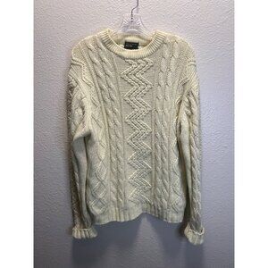 Cable Knit Cream Sweater Christopher Rand Unisex Medium Acrylic Made In R.O.P.